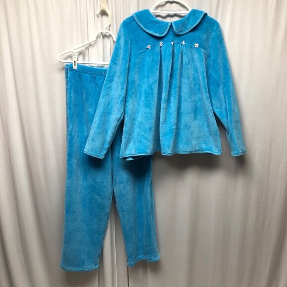 Buck and Buck Pajama Set Womens Size Medium Large Easy Dressing Fleece 2 Piece - Picture 1 of 11